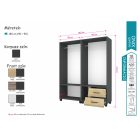 Onyx 180 cm tükrös gardróbszekrény