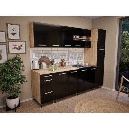 Léna magasfényű konyha 240 cm fekete