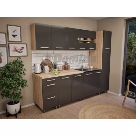 Léna magasfényű konyha 240 cm antracit