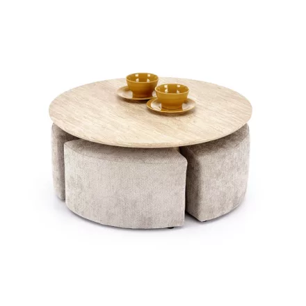 Nugat dohányzóasztal 4 db puffal